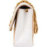 Chanel Bicolor Quilted Lambskin 24K Gold Single Flap Crossbody Bag