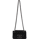Chanel Quilted Glitter Metallic Suede Crystal-Embelished CC Small Single Flap Shoulder Bag