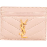 Saint Laurent Grain de Poudre Leather Chevron Card Holder