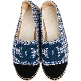 Chanel Blue Tweed CC Espadrilles Shoes (35)