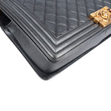 Chanel Quilted Metallic Lambskin Large Boy New Medium Crossbody Bag