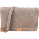 Chanel Quilted Caviar Leather Boy Wallet On Chain Crossbody Bag