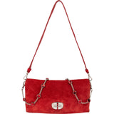Miu Miu Red Suede Jeweled Chain Shoulder Crossbody Bag
