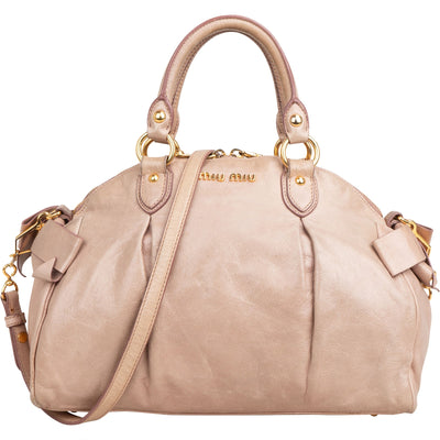 Miu Miu Vitello Lux Leather Bow Handbag