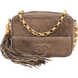 Chanel Quilted Suede Tassel Camera Crossbody Bag