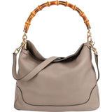 Gucci Pebbled Leather Bamboo Shopper Hobo Shoulder Bag
