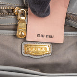 Miu Miu Grey Studded Leather Tote Handbag