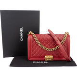 Chanel Quilted Lambskin Boy New Medium Single Flap Crossbody Bag