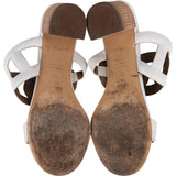 Hermès White Lambskin Chaine d’Ancre Bikini Heel Sandals Lipari 70 (38,5)