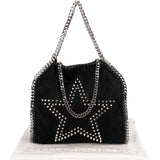 Stella McCartney Studded Star Shaggy Falabella Fold Over Tote Crossbody Bag