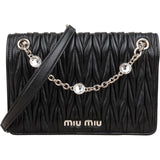 Miu Miu Matelassé Nappa Leather Crystal Small Flap Crossbody Bag