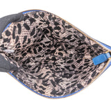 MCM Monogram Visetos Blue Liz Clutch Shoulder Bag