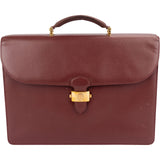 Cartier Bordeaux Leather Briefcase Porte Documents Handbag