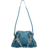 Chloé Blue Pebbled Leather Paraty Shoulder Handbag