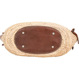 Miu Miu Leather Studded Flower Raffia Basket Shoulder Bag