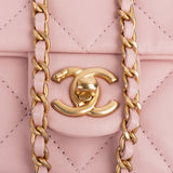 Chanel Quilted Lambskin Rectangular Heart Charms Single Flap Crossbody Bag