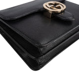 Gucci Pebbled Leather Interlocking GG Flap Crossbody Bag