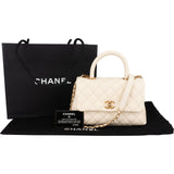 Chanel Quilted Caviar Leather Top Handle Single Flap Crossbody Handbag