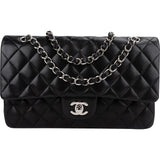 Chanel Quilted Lambskin Palladium Medium Double Flap Shoulder Bag