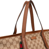 Gucci Monogram GG Canvas Web Large Tote Shoulder Bag