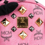 MCM Monogram Visetos Pink Stark Studs 2 in 1 Pochette Crossbody Bag Backpack