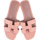 Hermès Pink Exotic Leather Ostrich Oran Sandals (38,5)