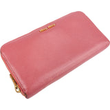 Miu Miu Pink Leather Zip Around Wallet