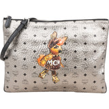 MCM Monogram Metallic Visetos Zoo Clutch