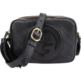 Gucci Black Stitched Calfskin Soho GG Camera Crossbody Bag