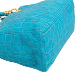 Christian Dior Turquoise Quilted Cannage Nylon Small Lady Dior Handbag