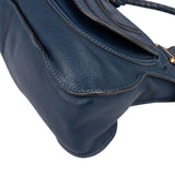 Chloé Blue Grained Leather Marcie Shoulder Bag