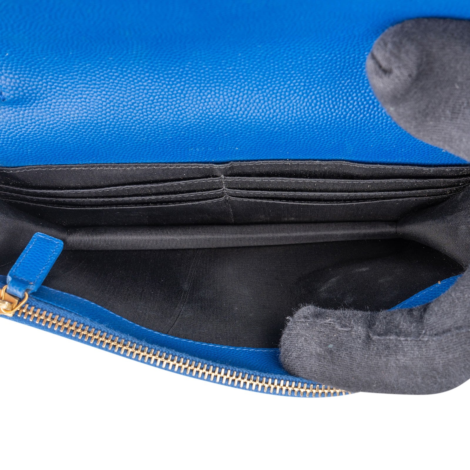 Saint Laurent Chevron Grain de Poudre Wallet On Chain Crossbody Bag - vintageandkickz