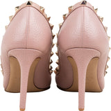 Valentino Pink Grained Calfskin Rockstud Pumps (38,5)