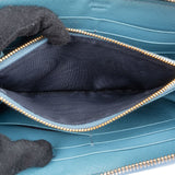 Prada Blue Saffiano Leather Zip Around Wallet