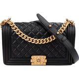Chanel Quilted Lambskin Single Flap Medium Boy Crossbody Bag