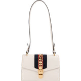 Gucci White Leather Sylvie Shoulder Bag