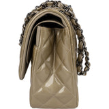 Chanel Quilted Patent Leather Jumbo Double Flap Crossbody Bag