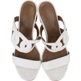 Hermès White Lambskin Chaine d’Ancre Bikini Heel Sandals Lipari 70 (38,5)