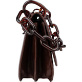 Prada Leather Tortoise Chain Shoulder Handbag