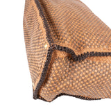 Prada Brown Tones Madras Woven Leather Tote Made In India Handbag