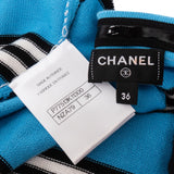 Chanel Blue & Black Striped Cotton Knit Bandeau Short Dress (FR36 / DE34)