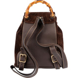 Gucci Brown Suede Small Bamboo Backpack