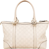 Gucci GG White Leather Guccissima Twin Heart Handbag
