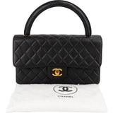 Chanel Quilted Lambskin Top Handle 24K Gold Single Flap Handbag