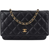 Chanel Quilted Caviar Leather Wallet On Chain Crossbody Bag