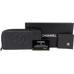 Chanel Caviar Leather Timeless CC Zipper Wallet - vintageandkickz