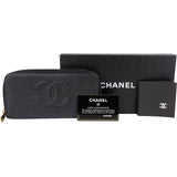 Chanel Caviar Leather Timeless CC Zipper Wallet - vintageandkickz