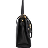 Valentino Black Leather Animal Fantasia Embroidered Joylock Top Handle Handbag