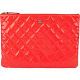 Chanel Quilted Patent Leather CC Clutch