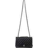 Chanel Quilted Lambskin Palladium Jumbo Single Flap Crossbody Bag